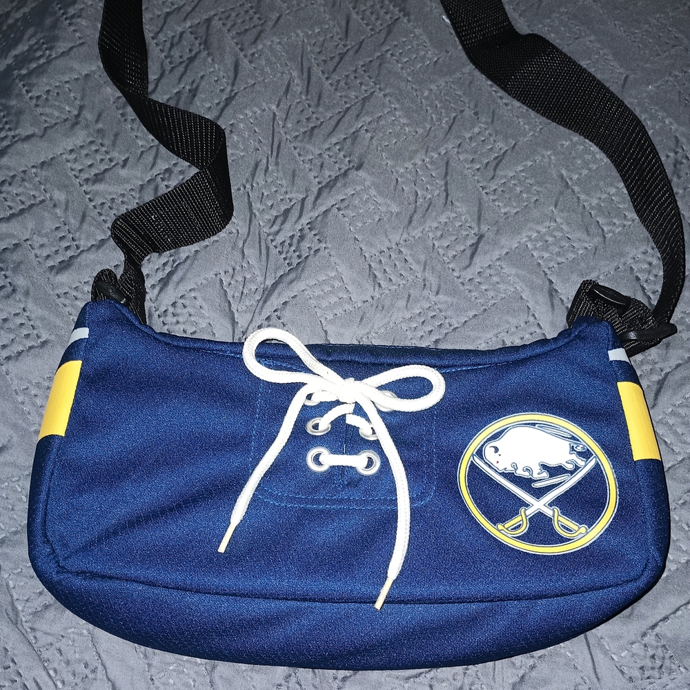 Navy Blue Crossbody Bag with Yellow Accents